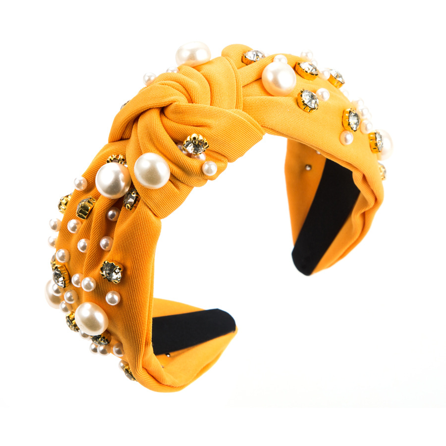 A new wide-edge stud headband with large and small pearls, a Korean-style knotted hair accessory that exudes elegance and pressure pic 33