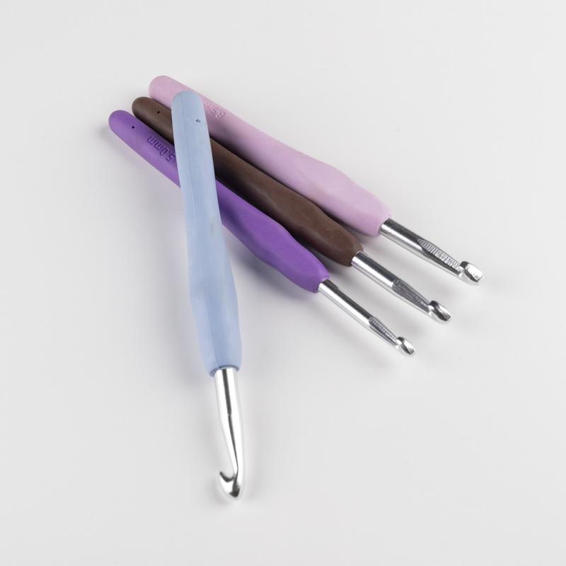 TPR硅胶钩针单头钩针PVC包装金属手工编织铝钩针软柄实心钩针套装详情9