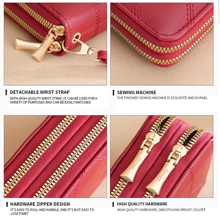 Bolso de las mujeres 2023 nuevo estilo largo bolso de las niñas linger doble cremallera de moda 100 manijas bolso bolso clip de dinero pic 8
