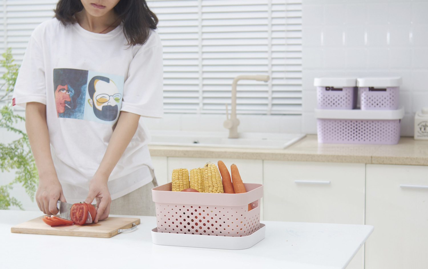 J25-6101 storage box, organizing clutter, storage basket, storage box, kitchen plastic box, stackable and combinable basket wholesale pic 14