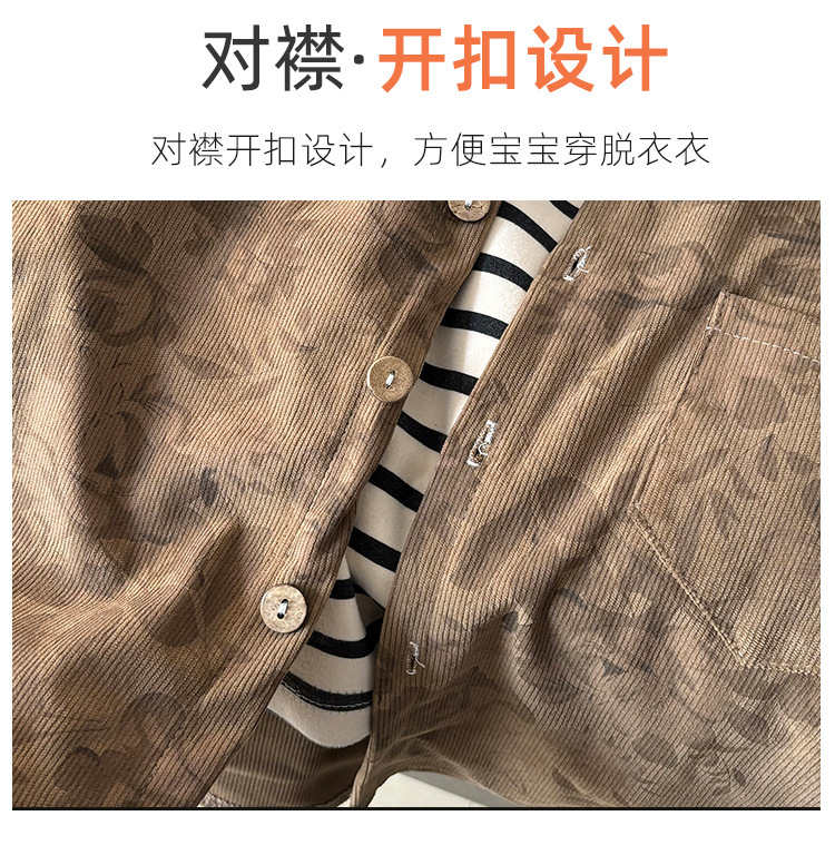新款外套宽松气质新品男开衫女童衬衣上衣条纹童衬褂长袖儿童衬衫详情6