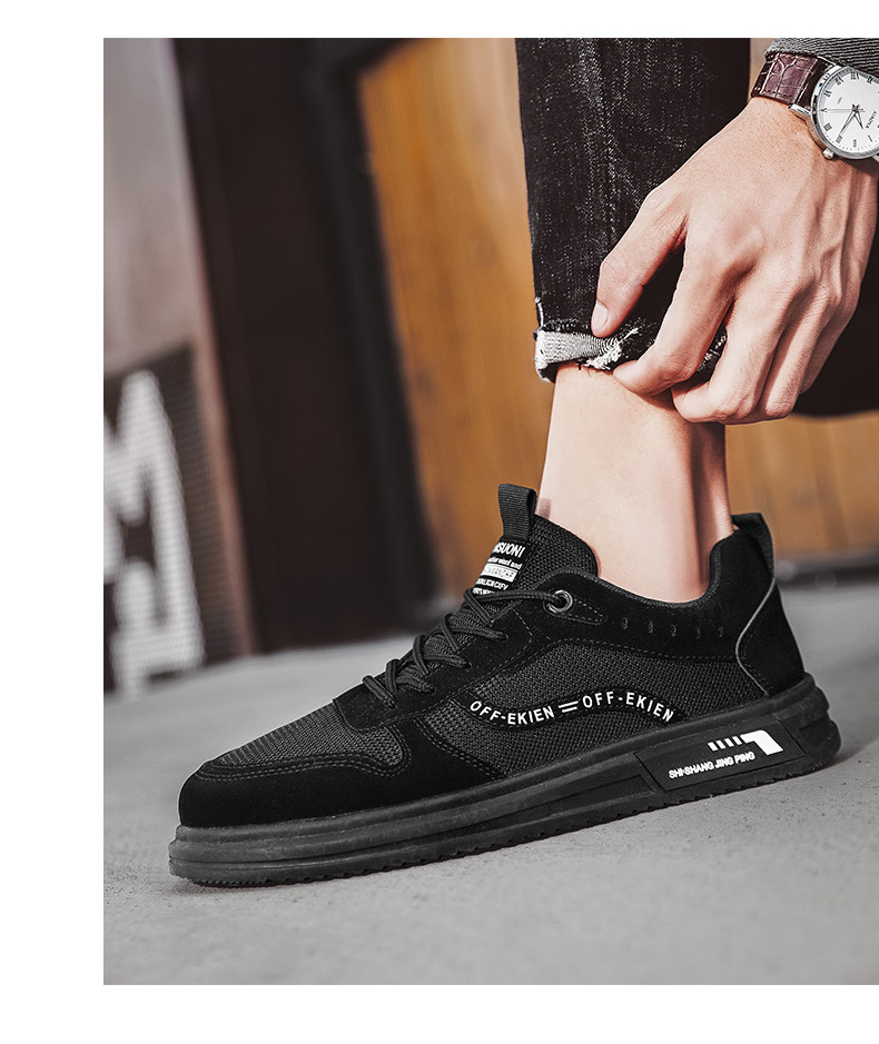 简约青年网布板鞋平底透气休闲运动鞋春夏季低帮系带百搭男鞋新款详情12