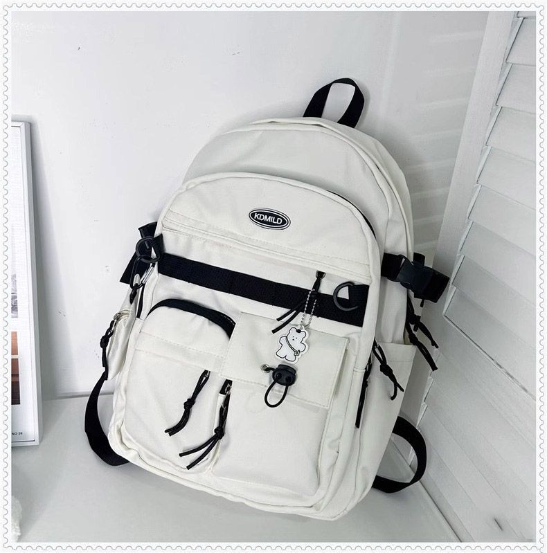 韩版ins百搭工装风书包女学生大容量日系双肩包旅行背包男详情4