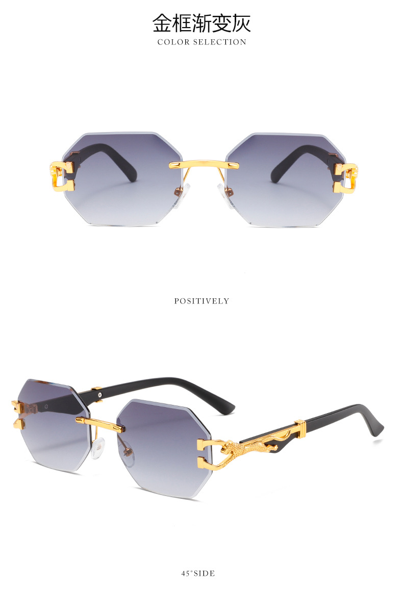 新款时尚复古木纹豹子镜腿墨镜男方框休闲街拍猎豹装饰太阳镜详情14