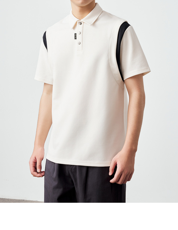 墨麦客250g横纹肌理短袖polo衫男2025夏新款简约撞色男士t恤71245详情5