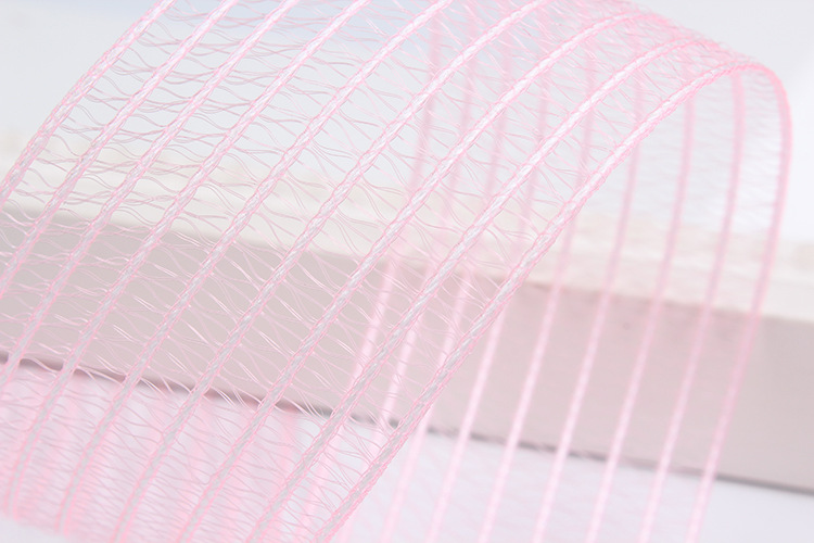 Dingxin Ribbon Wholesale: White line striped hollowed-out fish thread ribbons, DIY handcrafted bow ribbons, headwear, mesh ribbons pic 9