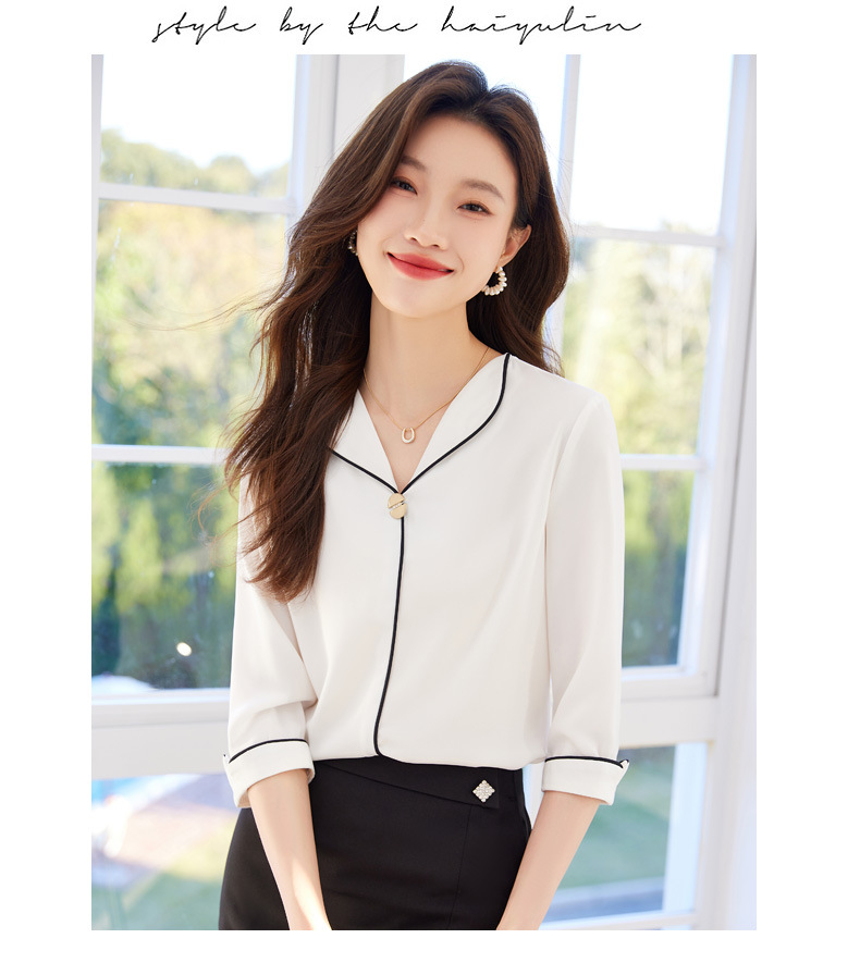 白色衬衫女中袖时尚气质夏季2024新款职业衬衣女小清新白领上班族详情17