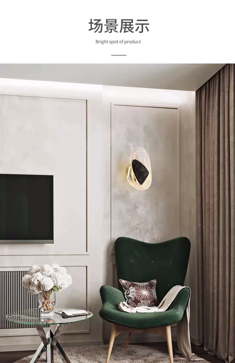 Nórdico postmoderno simple luz cristal de lujo pared tv pared lámpara de pasillo modelo sala de estar dormitorio lámpara de cabecera pic 3