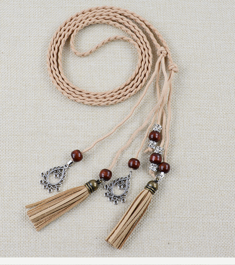 新民族风纯手工装饰腰带女细流苏百搭连衣裙时尚简约编织腰链腰绳详情9