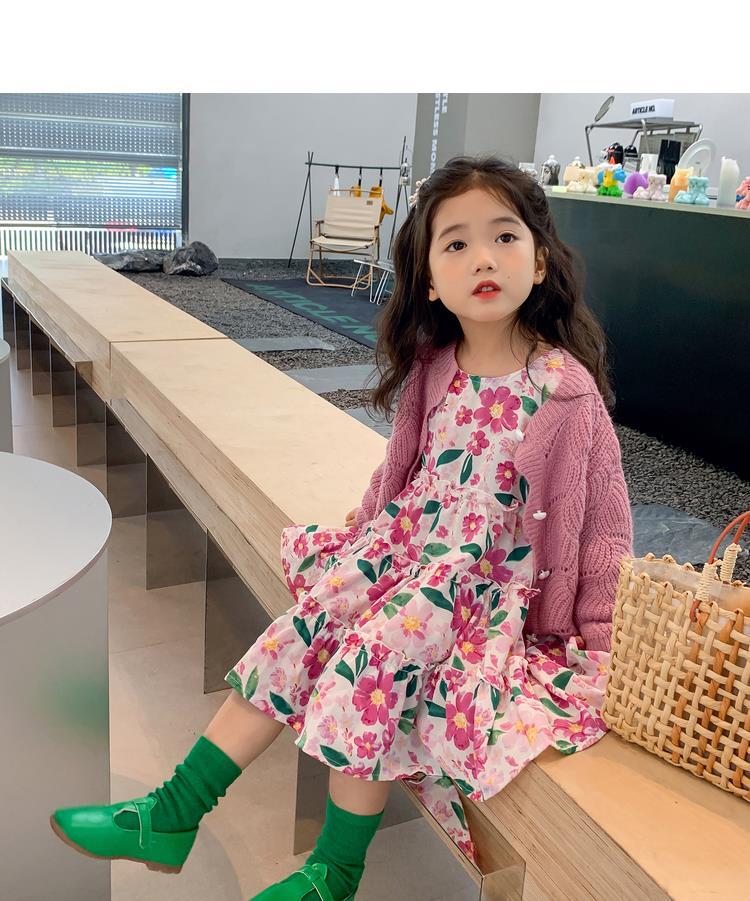图图小象女童秋季童装儿童韩版碎花连衣裙洋气针织开衫宝宝套装详情34
