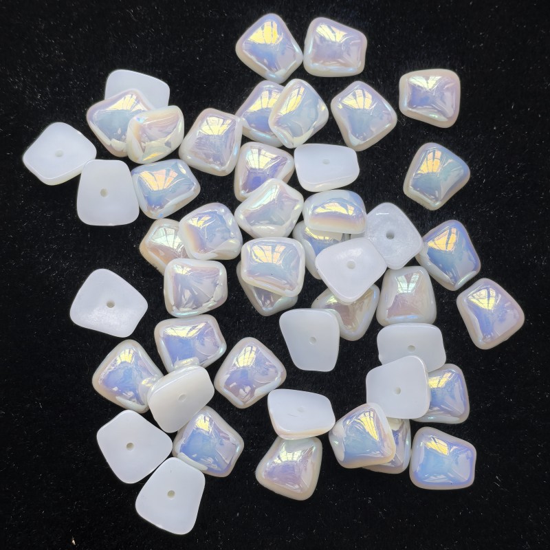 Trapezoidal half-sided AB color UV coating without color fading 11.5*12mm Baroque special-shaped plastic imitation pearl imitation mermaid pic 5