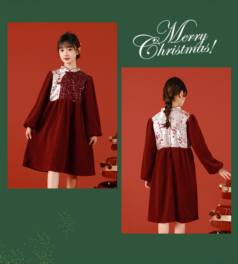 女童复古中国风2024秋冬新款刺绣儿童礼服公主裙典雅中大童连衣裙详情13