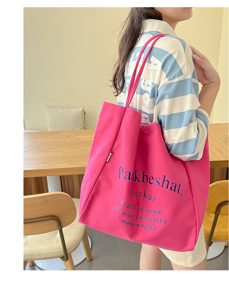 外贸潮流女包 布包新款韩版时尚简约单肩包 字母印花文艺托特包详情18