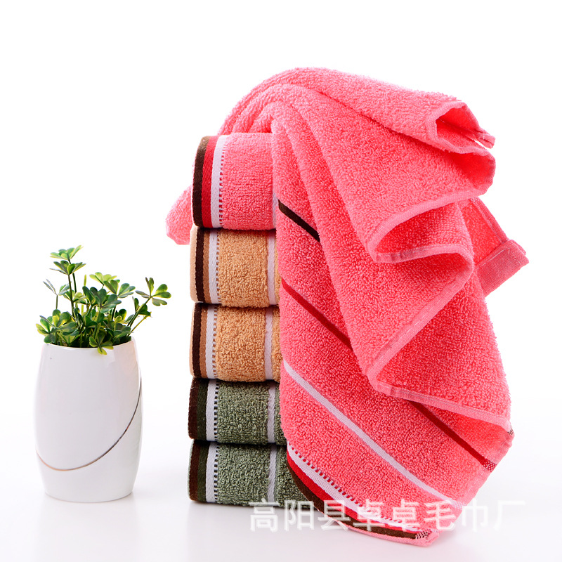 Wholesale of dark-colored parallel three-segment cotton towels in Gaoyang, thickened, street stall return gifts, factory supports consignment and customization pic 1