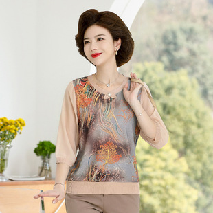 The 2023 new style of stylish knitted top for middle-aged mothers in autumn and thin base layer sweaters for middle-aged and elderly women in spring and autumn pic 27