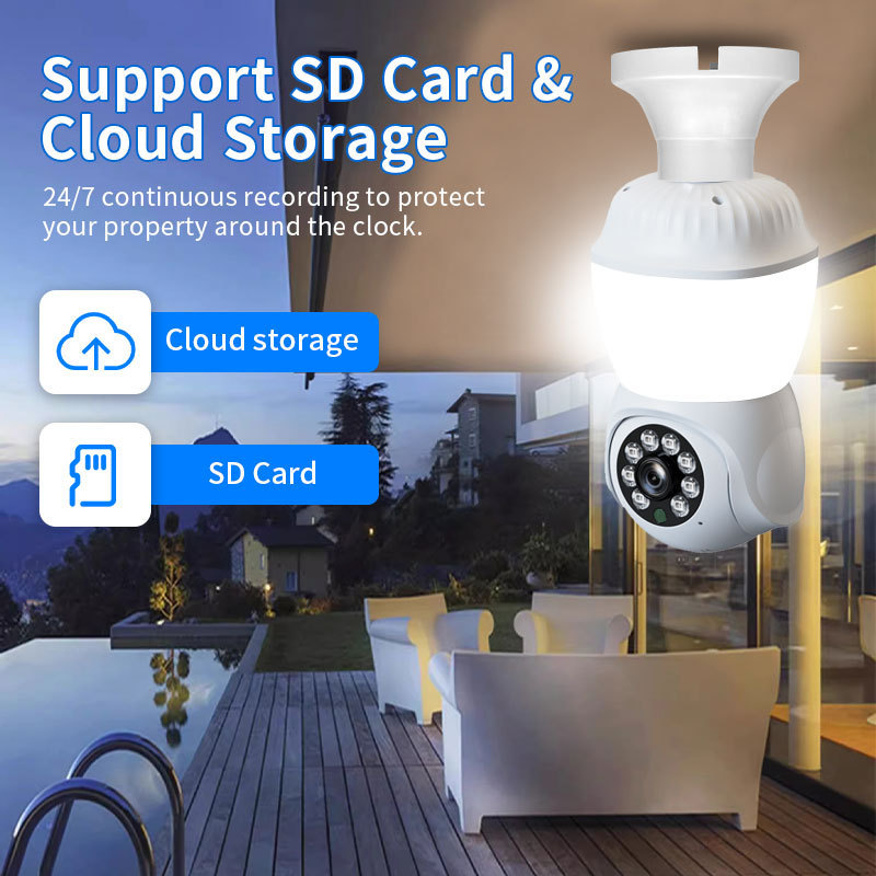 新款灯泡监控摄像头1080P手机高清运程无线夜视带灯灯泡摄像机详情7