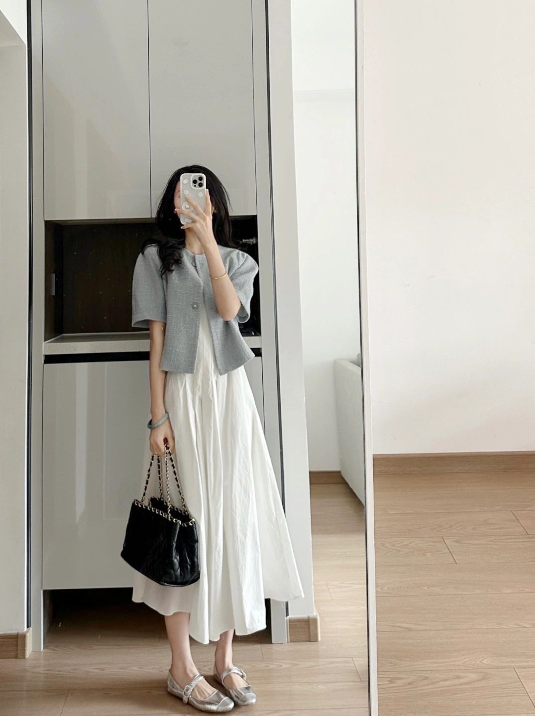 白色背心连衣裙女2024春夏新款韩版法式无袖收腰赫本风吊带长裙子详情11