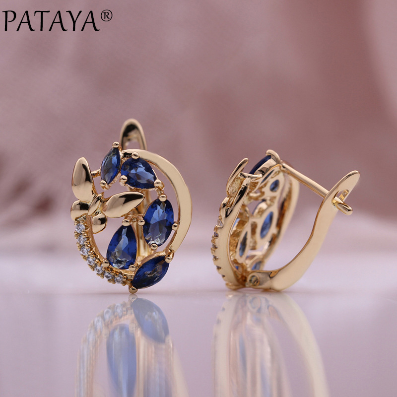 PATAYA585 rose gold electroplated earrings, cross-border direct supply, AliExpress multi-color zircon butterfly earrings pic 3