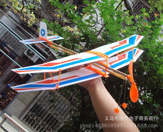Wholesale of aircraft model assembly rubber band aircraft model toys, Tianchi rubber band power biplane model pic 6