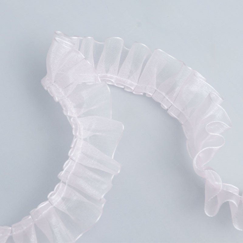 2.5cm transparent chiffon lace trim, DIY skirt hem, pet accessory, pleated lace wholesale pic 4