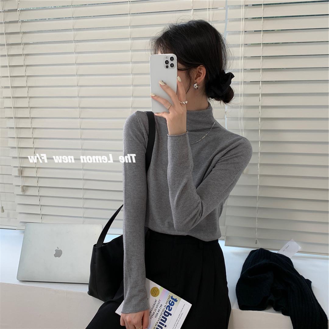 秋冬新款女装高领卷边打底衫糖果色修身保暖基础款仿羊绒衫毛衣女详情15