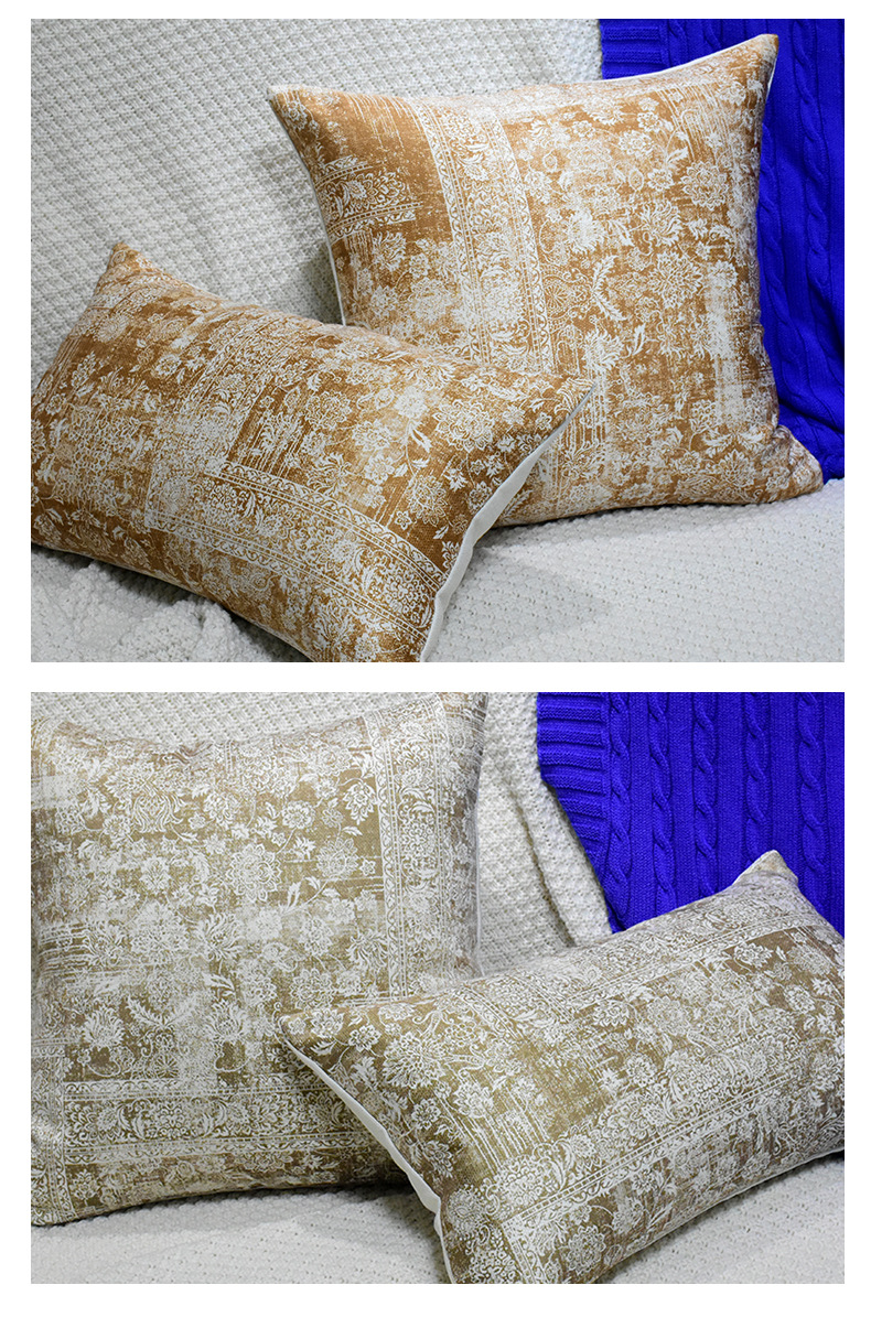 沙发抱枕套北欧蓝色印花棉麻靠垫家居客厅床头靠枕软装轻奢腰靠详情19