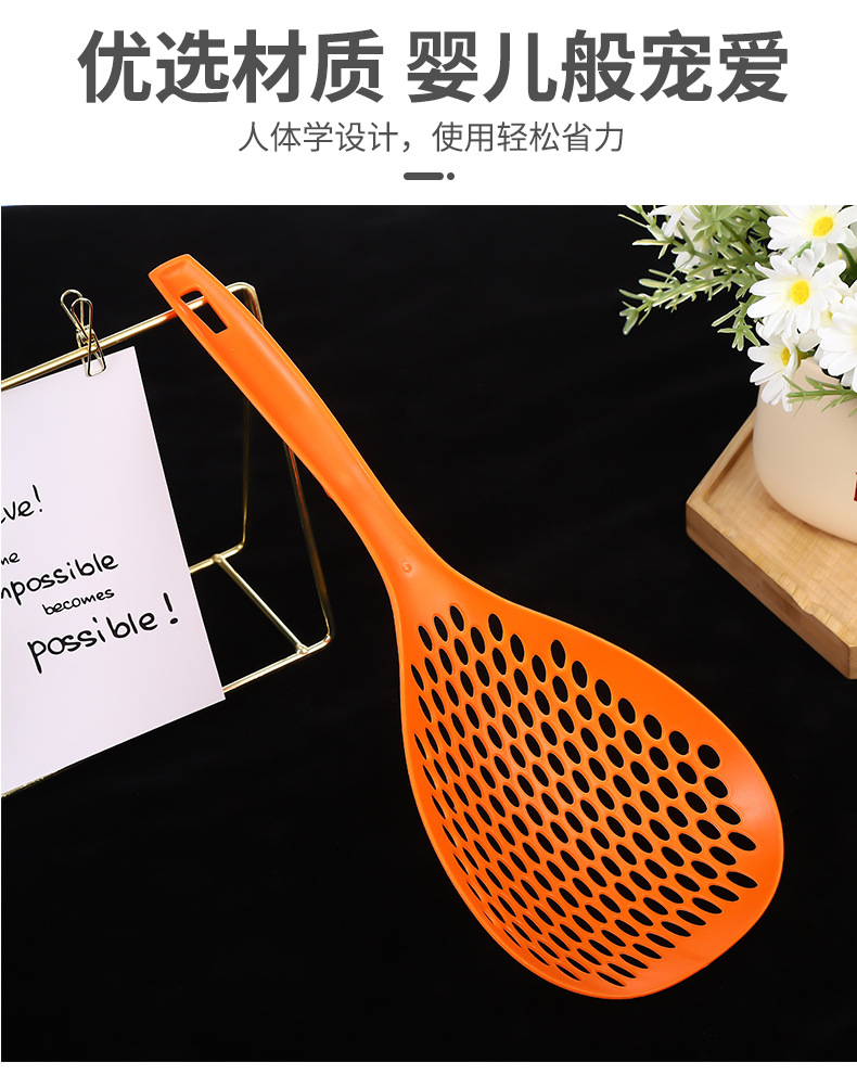 Wholesale of Japanese-style plastic large strainer for dumplings, noodles, blanching sieves, hot pot strainers, long-handled noodle scoops, and mesh spoons pic 5