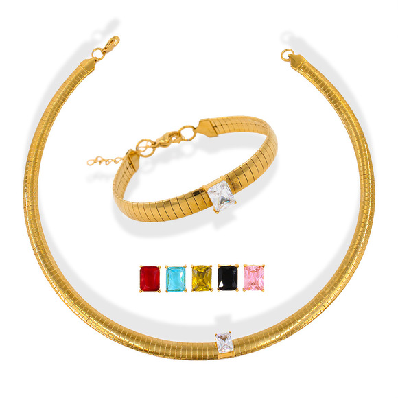 欧美重工钛钢编织项圈女项链小众设计锁骨链真空保色18KYS205详情3