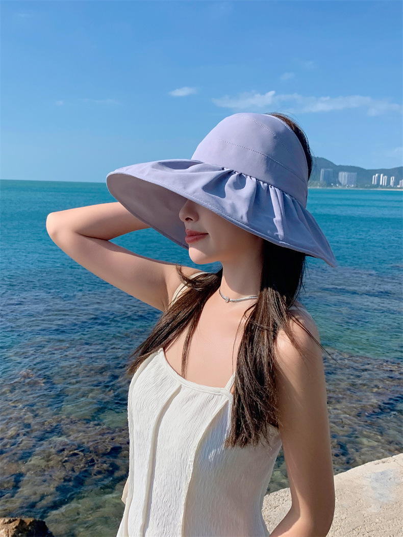 遮阳帽子女士夏季大沿防晒空顶帽户外可折叠运动防紫外线渔夫帽潮详情3