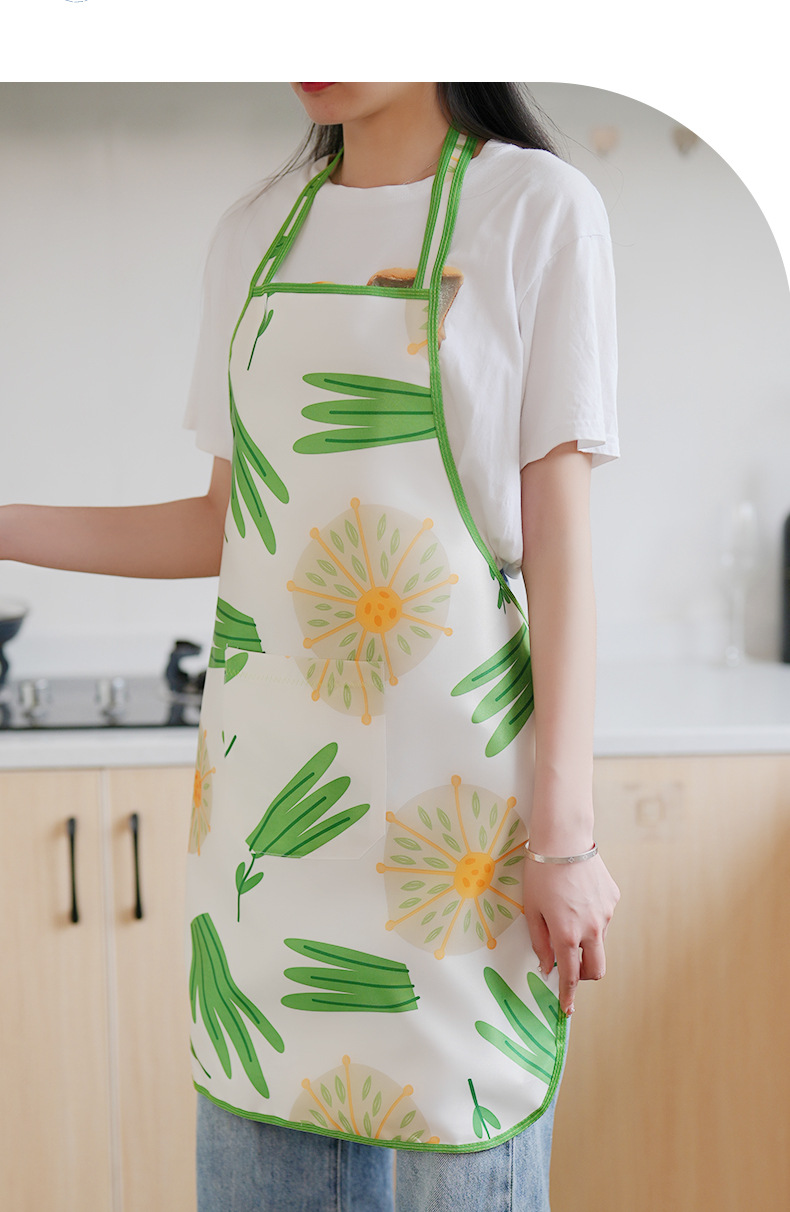 厂家批发厨房工厂实用双层印花防水防油防污围裙轻薄型款涤纶围裙详情14