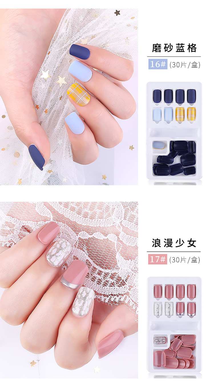 Finished nail care wearable nail patches 30-piece box set, detachable and reusable, artificial nail wearable patches, full nail patches, exclusively for export. Exclusively for export pic 16