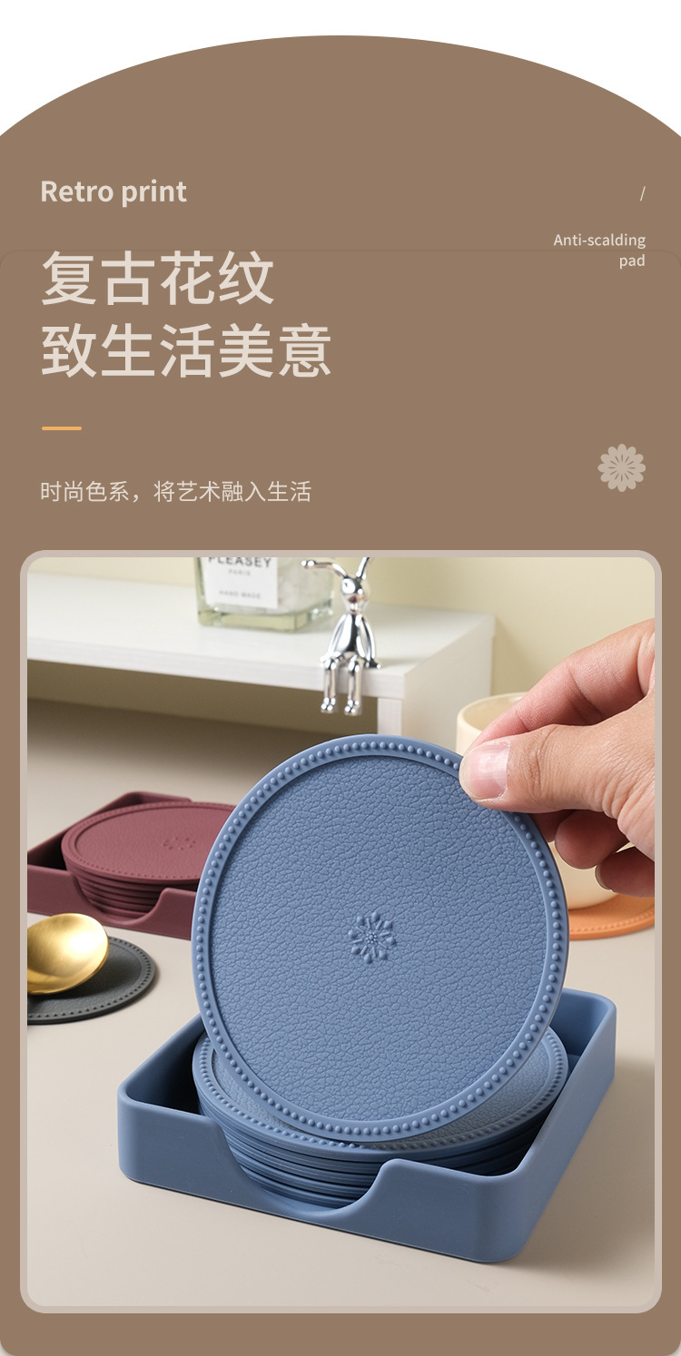 铂金食品级硅胶隔热垫防滑 商用圆形杯垫子防烫茶杯垫家用耐高温详情3