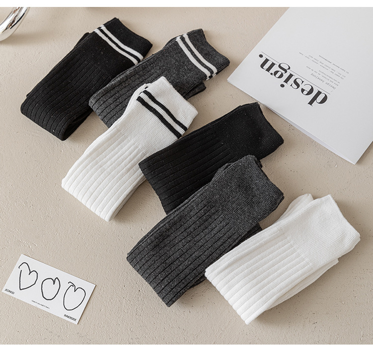 New Spring and summer calf socks for girls, Japanese solid color street JK campus socks, breathable high cotton socks for girls pic 9