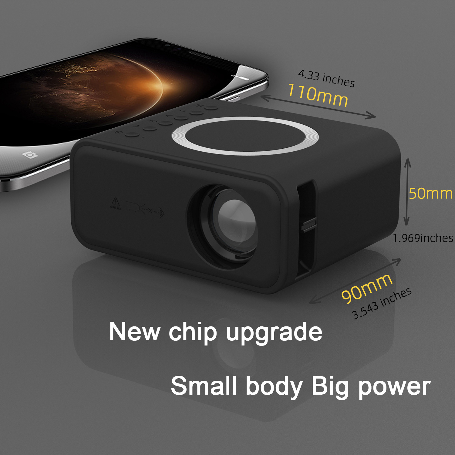 YT300 wireless + wired, YT500 mobile phone wifi dual-screen projector, home mini projector, mini home convenience pic 5