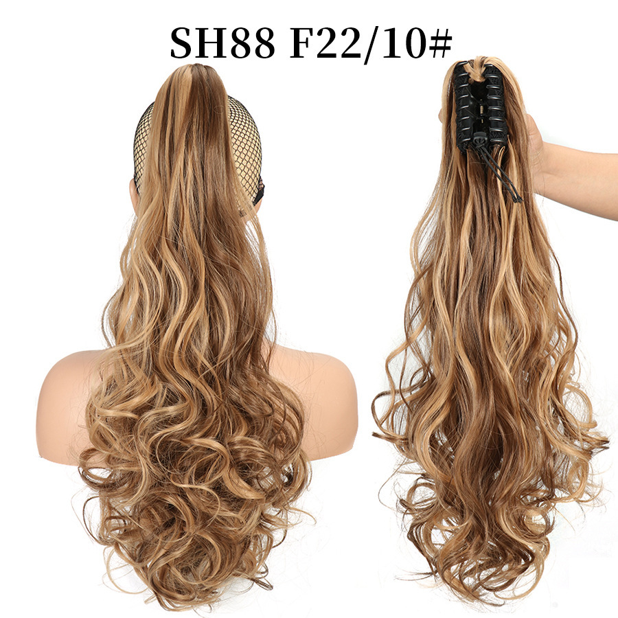 European and American style claw clip long curly hair, tiger mouth claw clip ponytail simulation wig, fluffy and natural ponytail pic 39