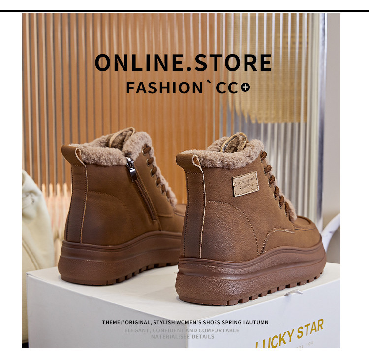 新款厚底雪地靴女2024冬季女士加绒保暖短靴女复古名族风百搭女靴详情40