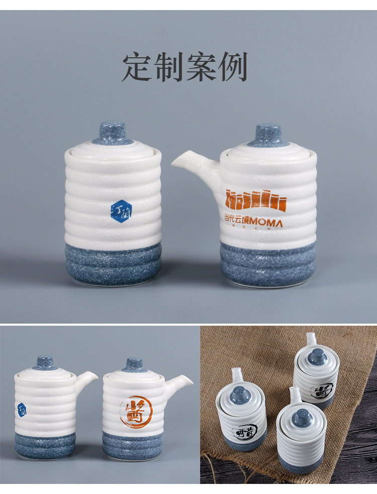 Snowflake glaze Japanese ceramic oil pot, vinegar pot, soy sauce pot, creative restaurant cooking seasoning bottle, Japanese style and Japanese style pic 9