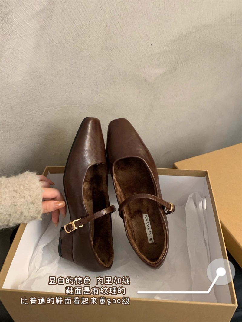 复古气质女士浅口单鞋女2024新款冬季加绒法式晚晚风粗跟玛丽珍鞋详情6