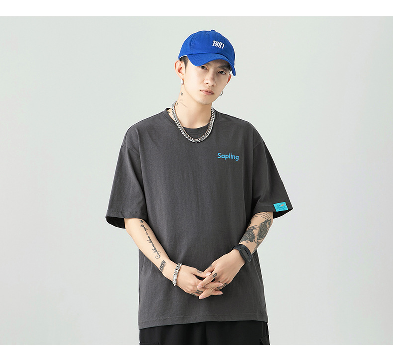 韩路日系男装 潮牌字母印花T恤男宽松百搭基础款纯棉情侣装短袖详情30