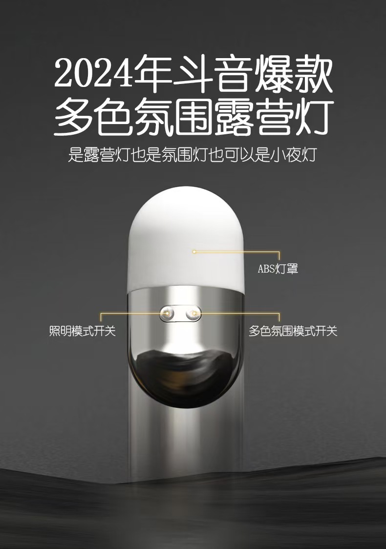 The new untoppleable camping light features 8 types of ambient lighting, a stress-relieving wonder, Type-C charging emergency light, and a night light pic 5