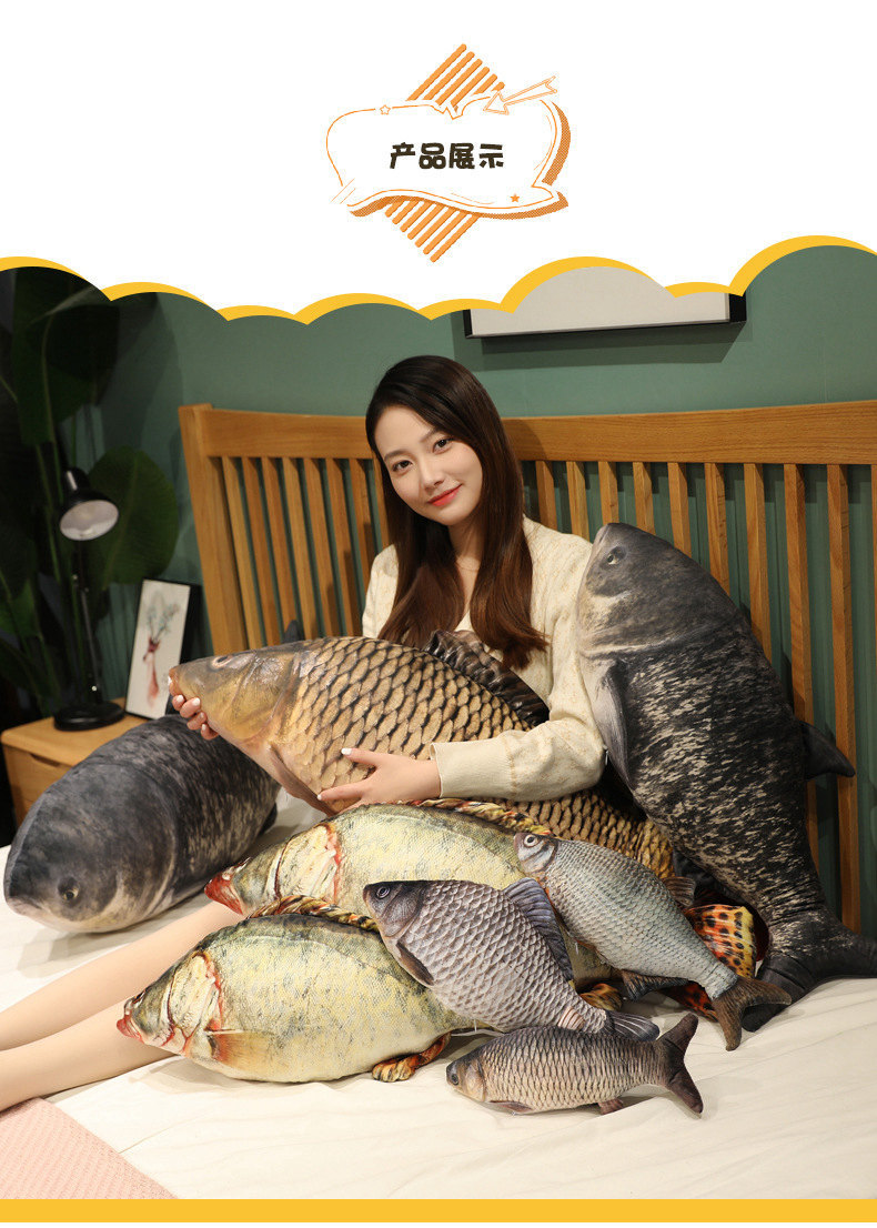Creative simulation fish throw pillows, plush toys, crucian carp and common carp pet dolls, long pillows, and annual surplus dolls wholesale pic 5