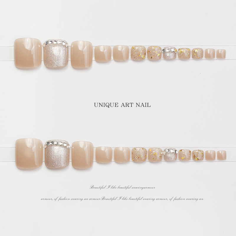 JZ-135 Wearable nail Art nail plate wholesale matte gold edge French toenail stickers detachable pieces waterproof toenails pic 8