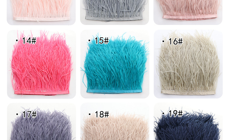 彩色鸵鸟毛布边10-15CM舞台礼服舞蹈服裙边服装辅料羽毛花边详情9