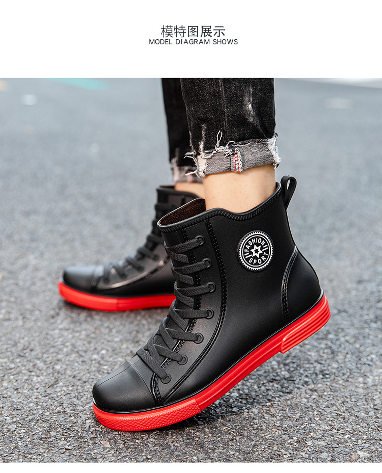 雨鞋男款中筒雨靴时尚低筒水鞋防滑防水短筒男士轻便加厚橡胶耐磨详情3