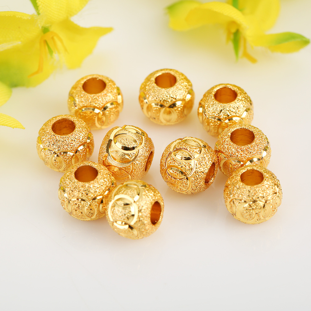 18k gold-plated color-preserving sand gold loose beads embossed lucky beads diy jewelry bracelets, necklaces, beaded sand gold accessories wholesale pic 17