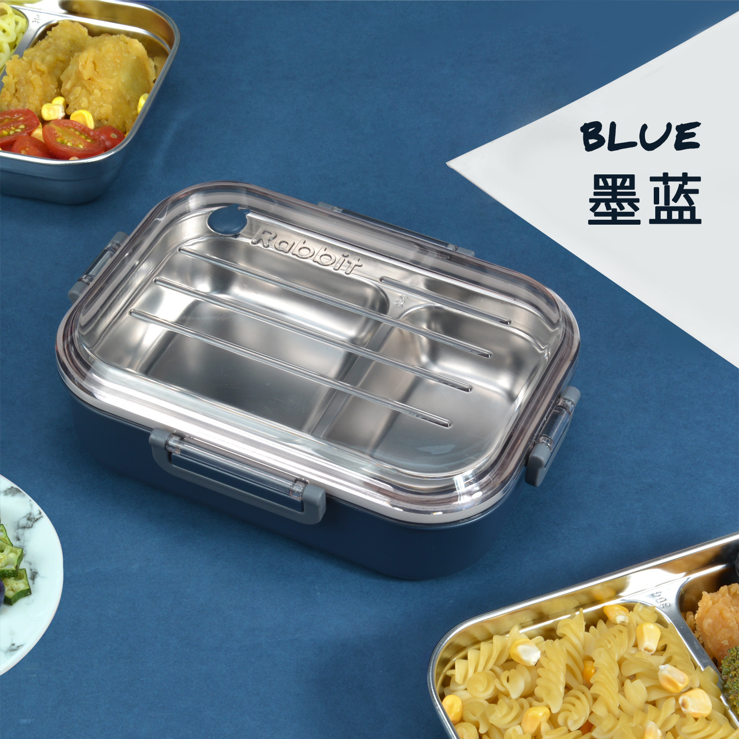 304不锈钢创意四扣密封防漏便携饭盒 学生午餐盒上班族带饭便当盒详情13