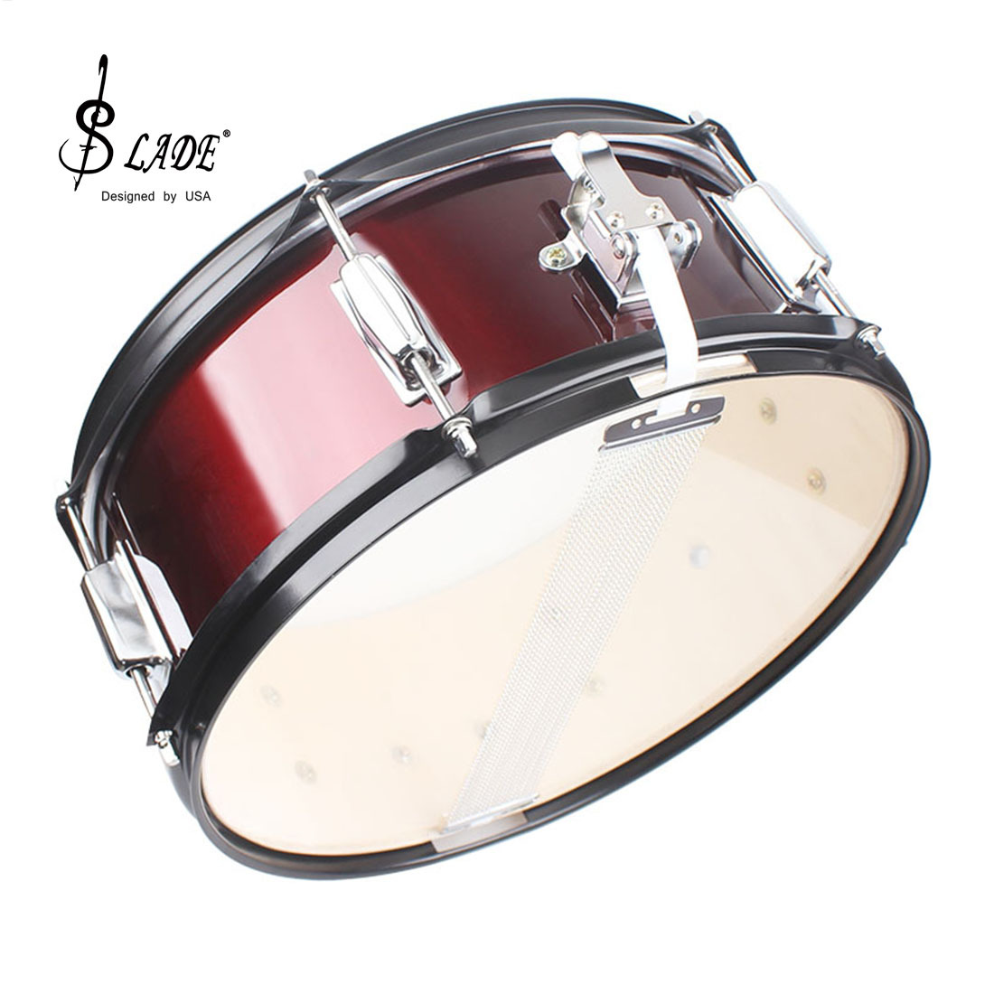 Wholesale LAde 14-inch snare drum, stainless steel squad drum, carrier, drumstick, marching drum, military band snare drum pic 15