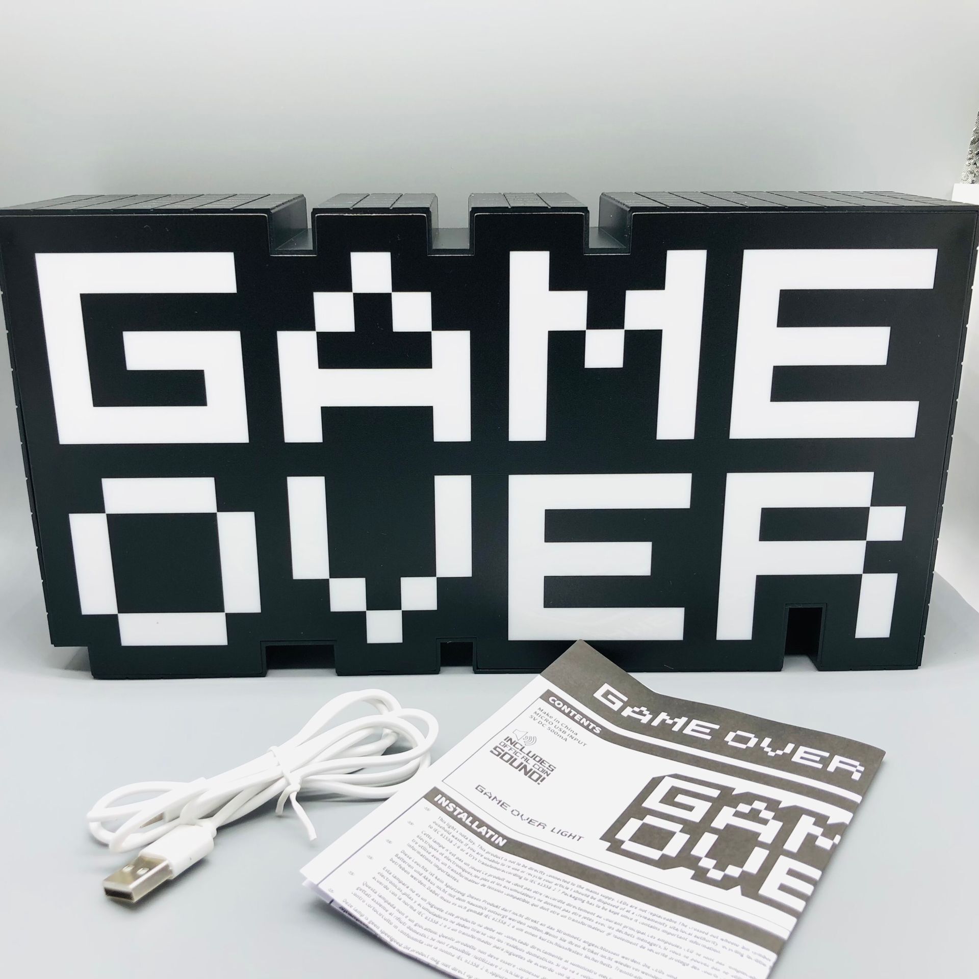 Video Game sound game logo light, seven-color night light, Game over letter LED decorative light pic 6