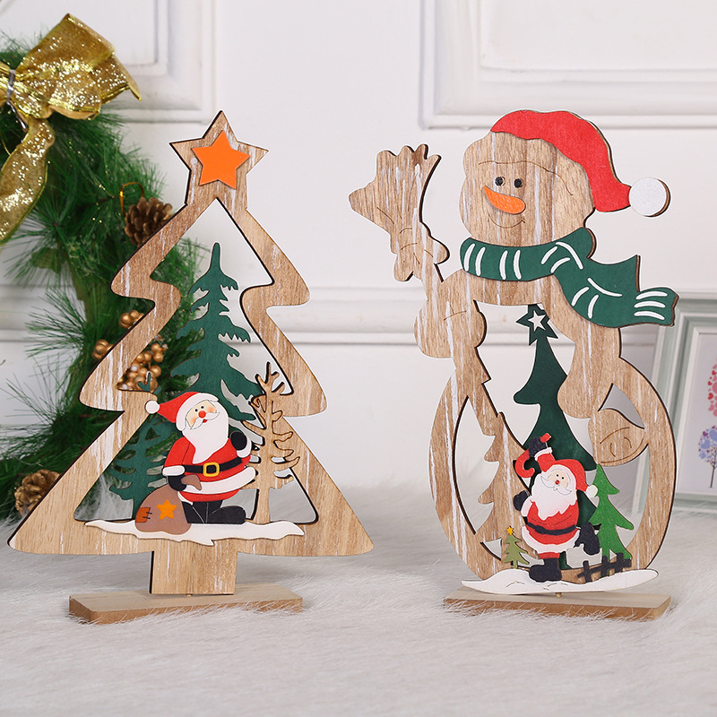 Christmas decorative wooden ornaments, table ornaments, Christmas gifts, three-dimensional wooden mini Christmas trees pic 8