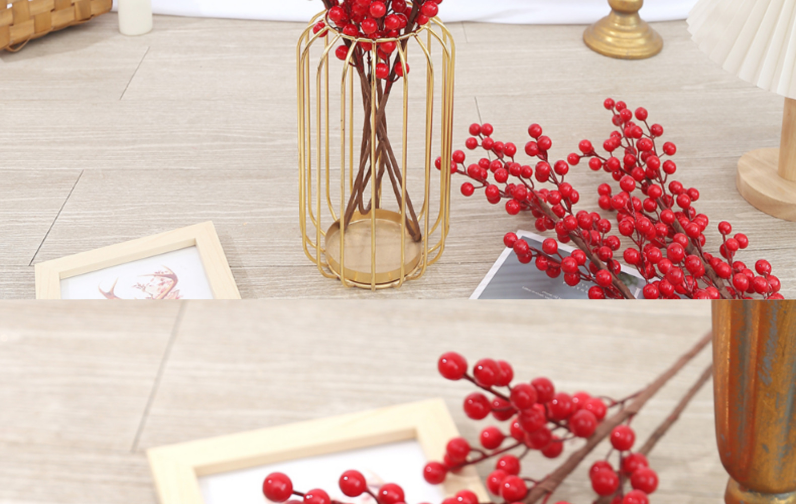 仿真红果子发财果年宵花花材冬青果福桶仿真花新年家居装饰摆件详情14